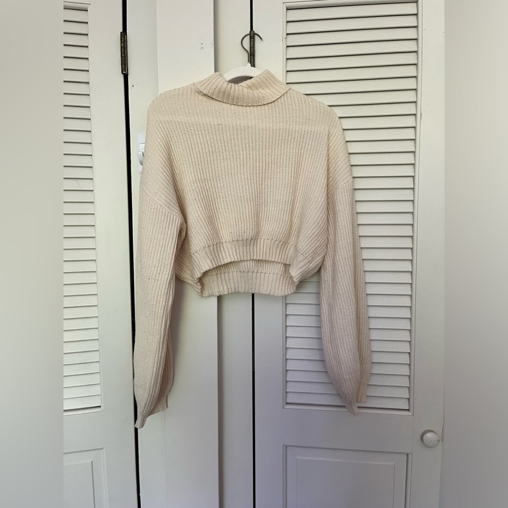 Cream cropped  turtle neck